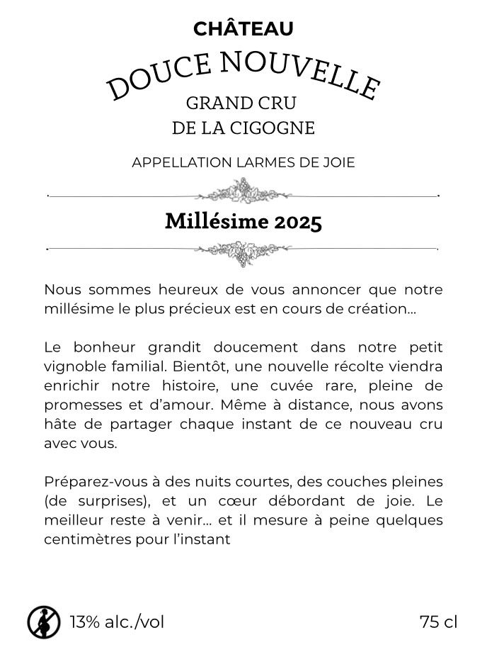 Étiquette bouteille - annonce naissance