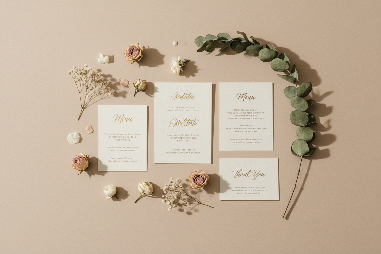 Papeterie mariage personnalisée : faire-part, menu et plan de table – Atelier Papet'
